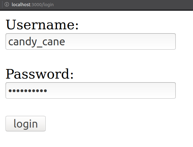 Login form with fields filled in.