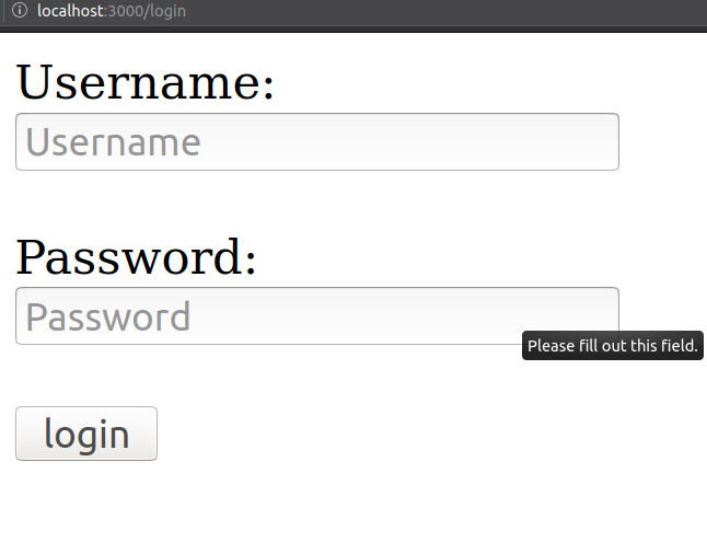 Login form with username and password fields.